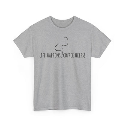 Life happens, coffee helps! Unisex Heavy Cotton Tee