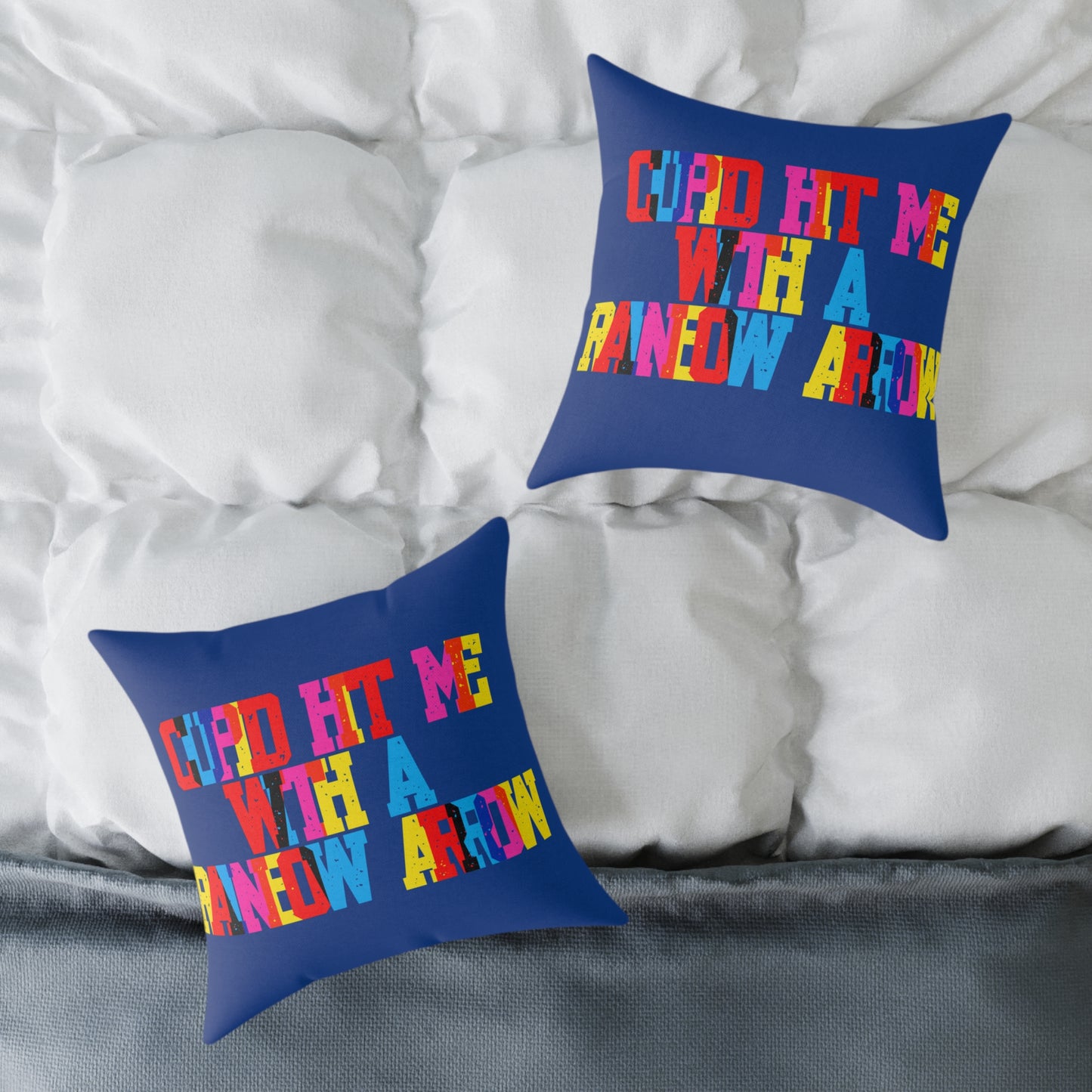 Cupid Hit Me With A Rainbow Arrow Poly Pillow
