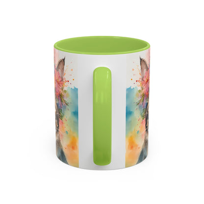 Floral Tabby Cat 03 Accent Coffee Mug - 11oz Perfect for Cat Lovers & Gifts