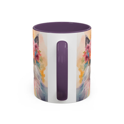 Floral Siamese Cat 03 Accent Coffee Mug - 11oz Perfect for Cat Lovers & Gifts