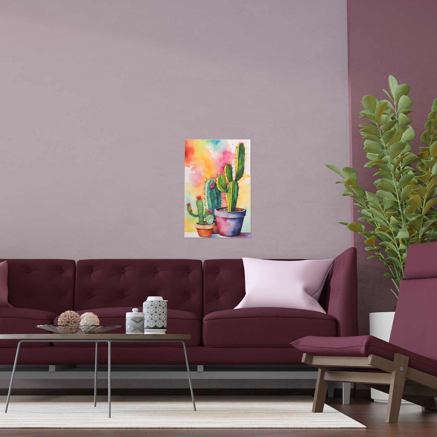 Multicolored Cactus 5 Indoor and Outdoor Silk Poster