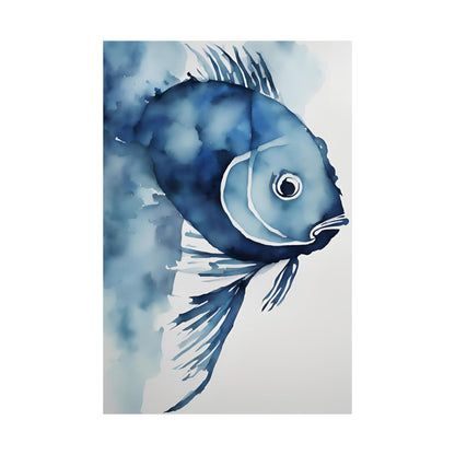 Abstract fish blue 3 Matte Vertical Posters
