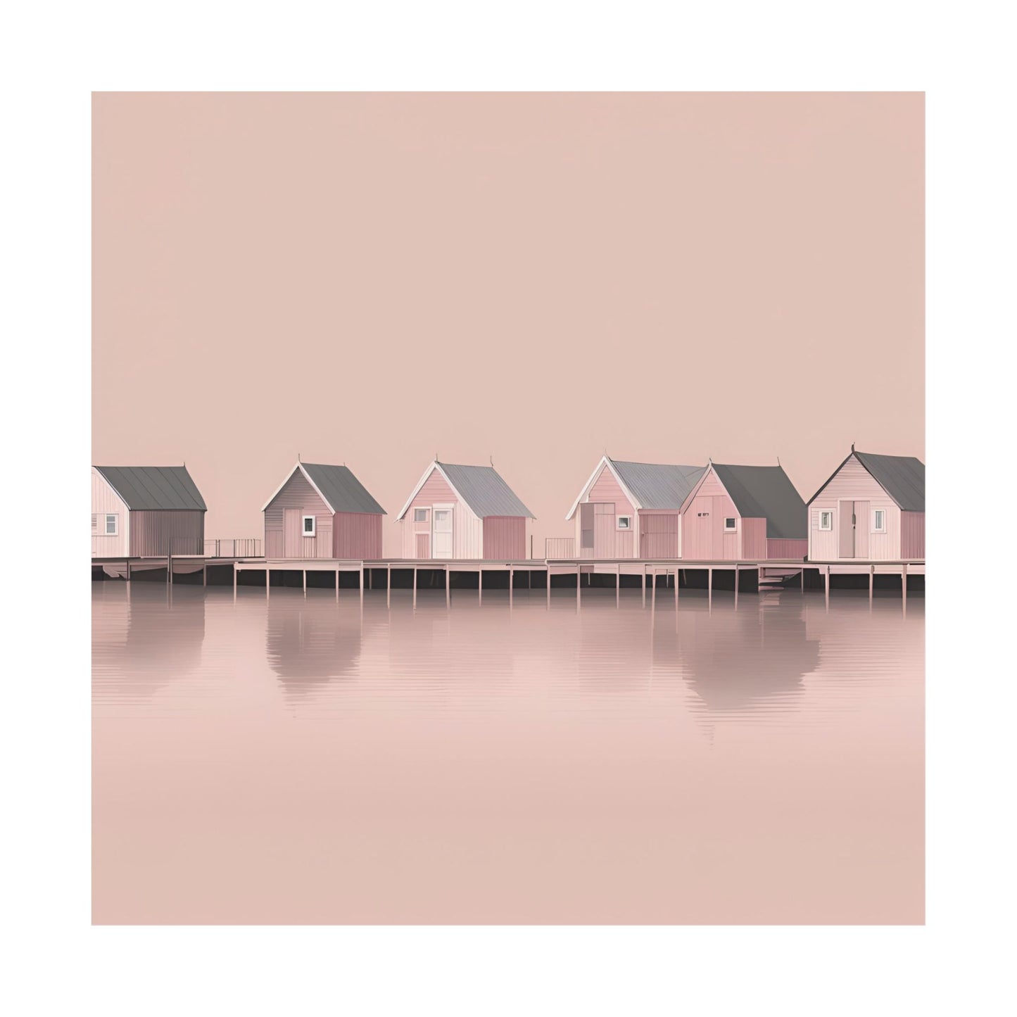 By The Sea Pink 5 Matte Square Posters