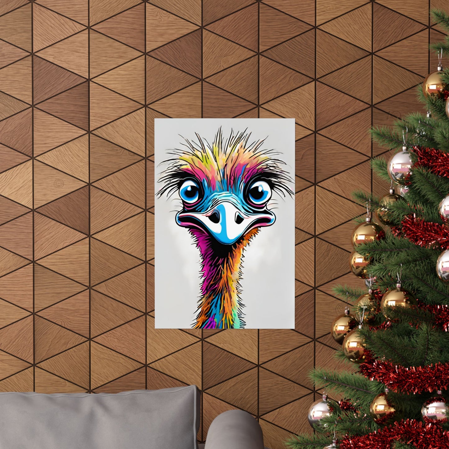 Multicolored Angry Emu 04 Matte Vertical Poster