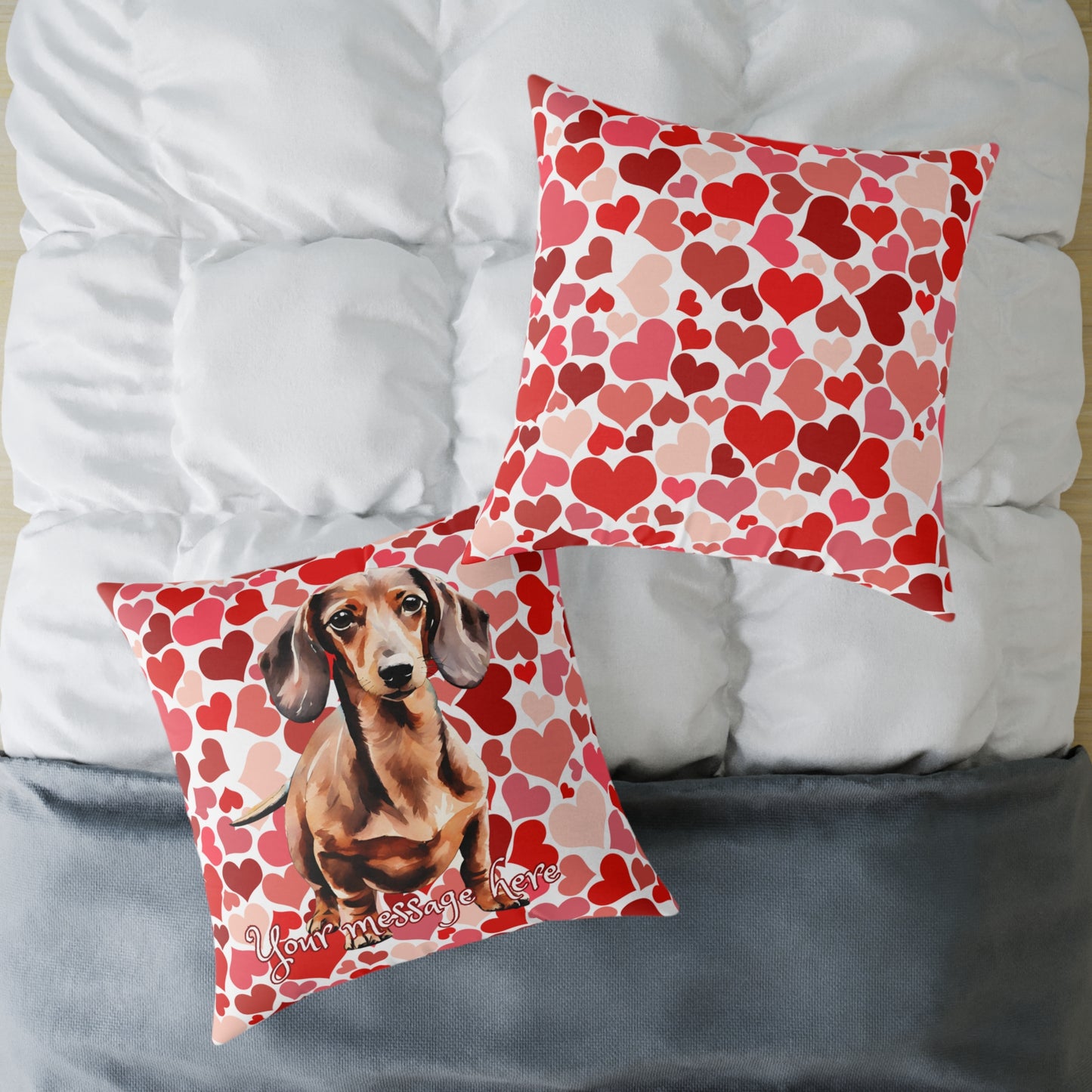 Personalized Valentine Dachshund Poly Cushion/Pillow 5 sizes