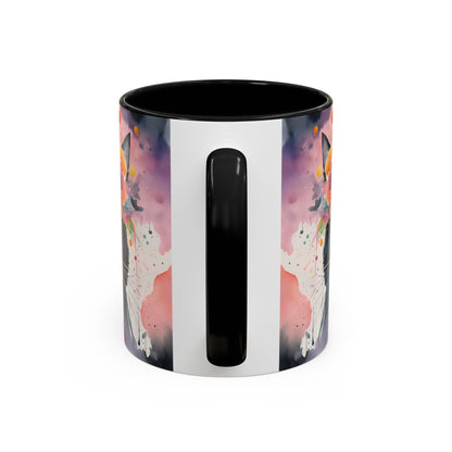Floral Black Cat 03 Accent Coffee Mug - 11oz Perfect for Cat Lovers & Gifts