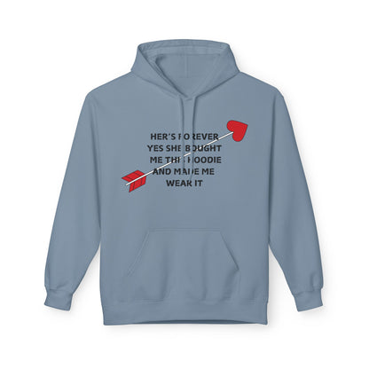 Her’s Forever Yes She Bought Me This HoodieAnd Made Me Wear It Mens Valentines Hoodie