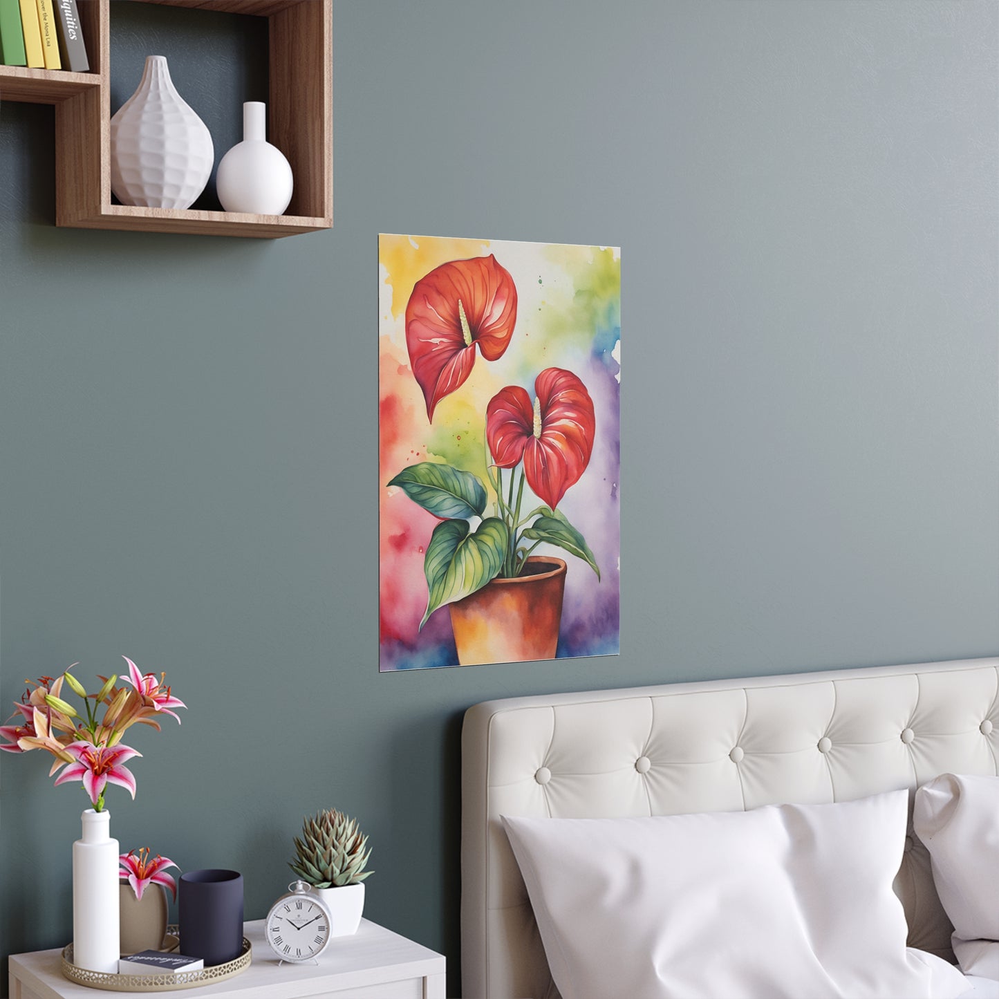 Multicolored Pot Plant 5 Indoor and Outdoor Silk Poster