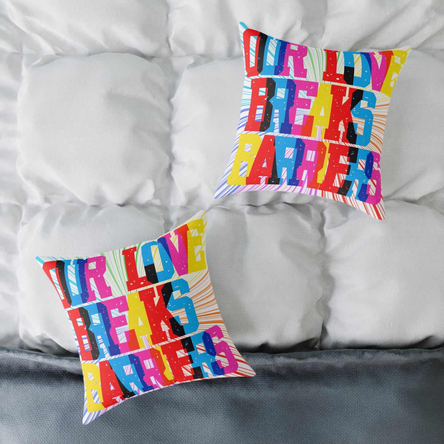 Our Love Breaks Barriers Poly Pillow