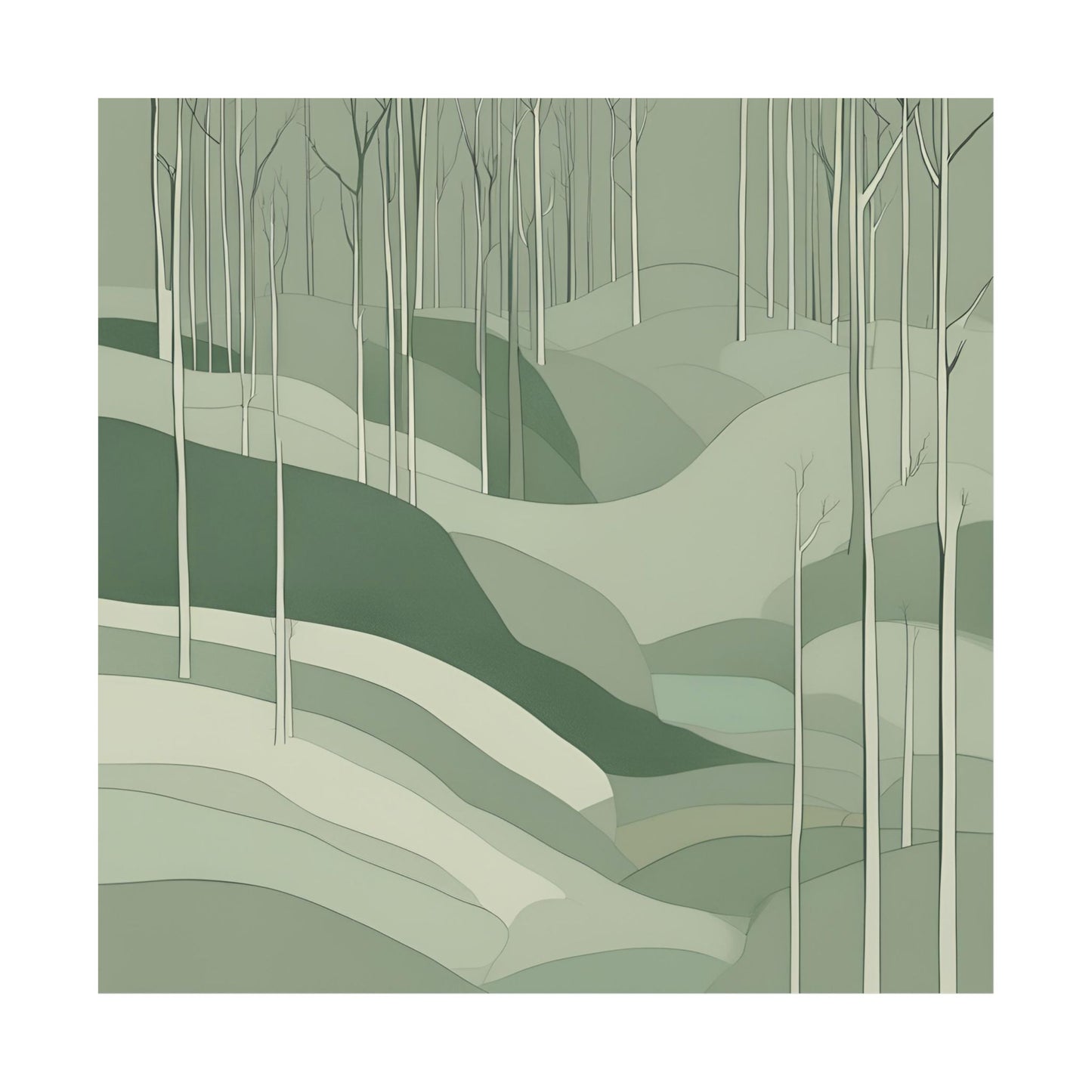On The Hillside Green 16 Matte Square Posters