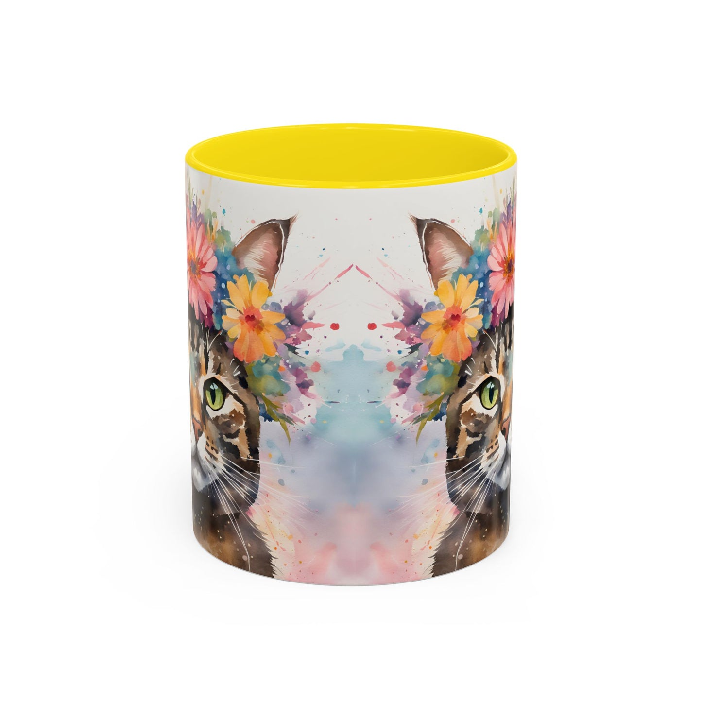 Floral Tabby Cat 03 Accent Coffee Mug - 11oz Perfect for Cat Lovers & Gifts