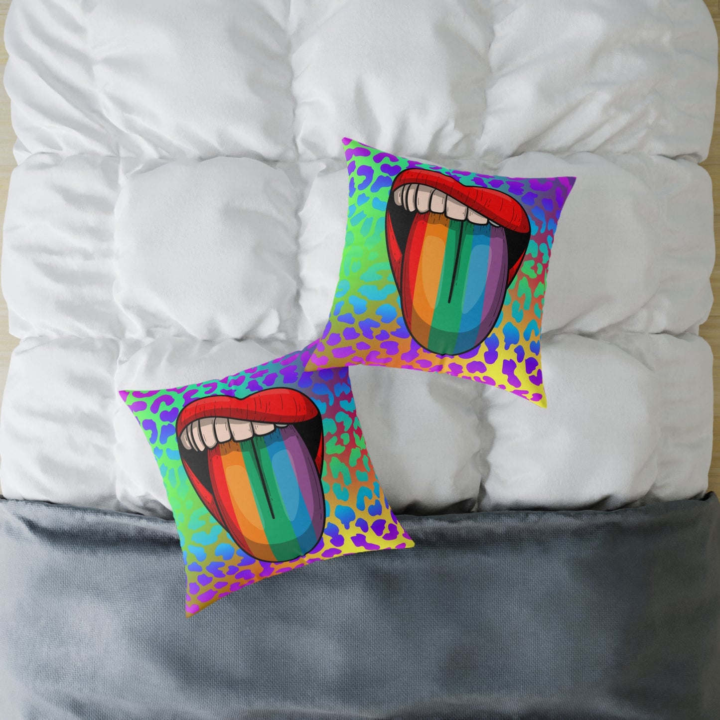 Rainbow Lips Poly Pillow
