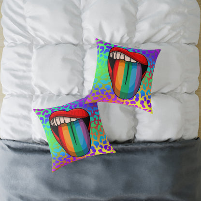 Rainbow Lips Poly Pillow