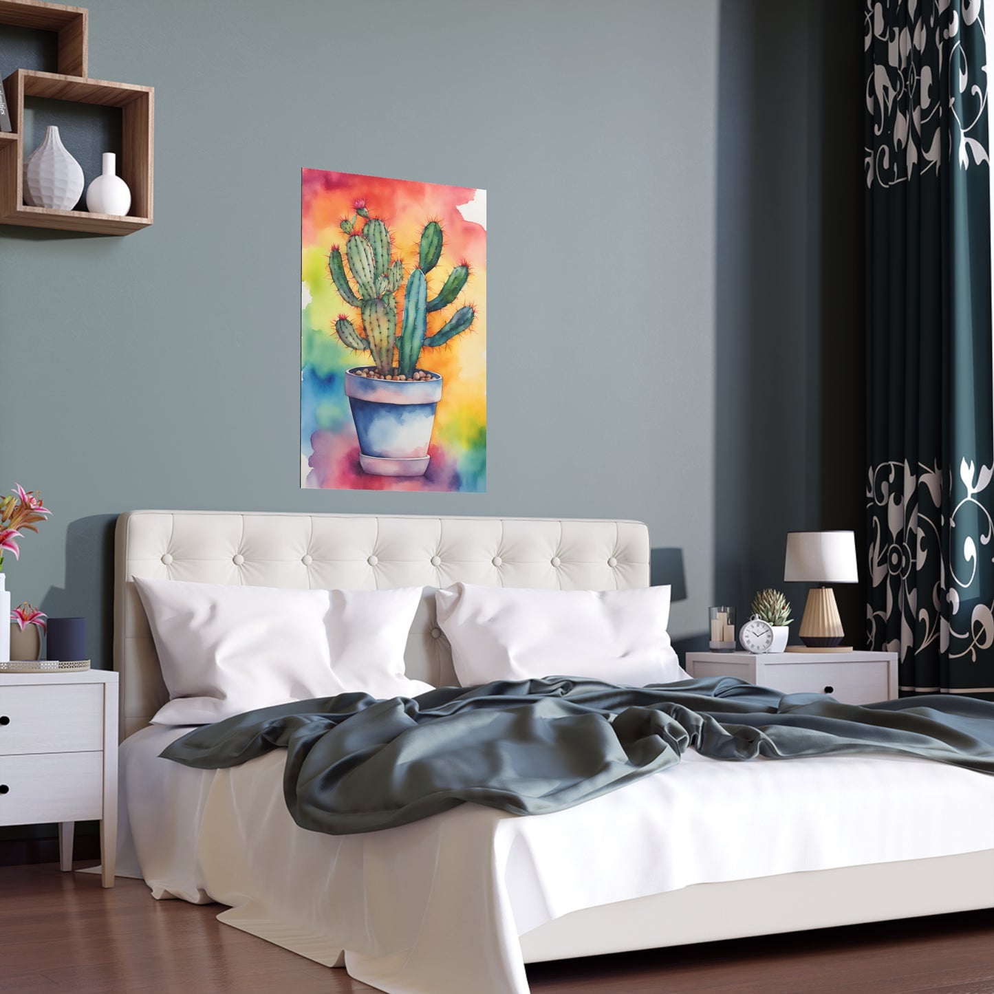 Multicolored Cactus 4 Indoor and Outdoor Silk Poster