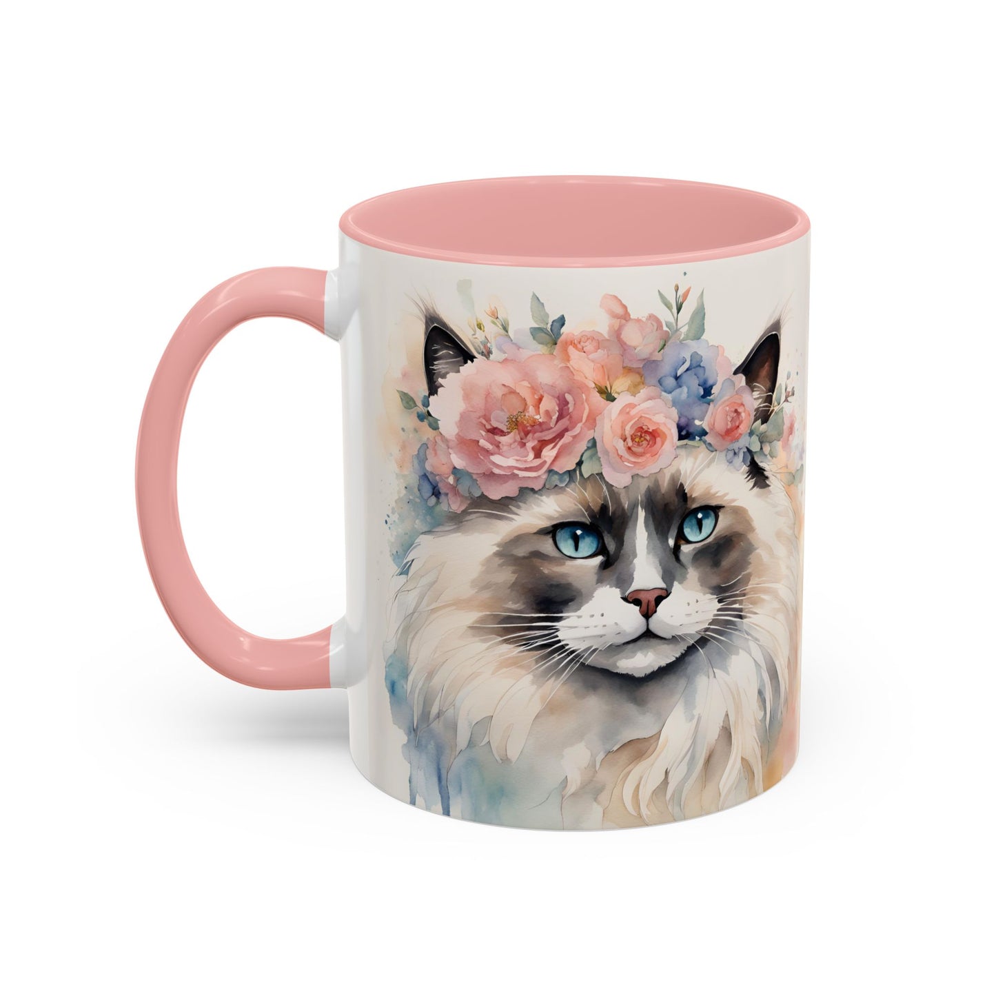 Floral Siamese Cat 04 Accent Coffee Mug - 11oz Perfect for Cat Lovers & Gifts