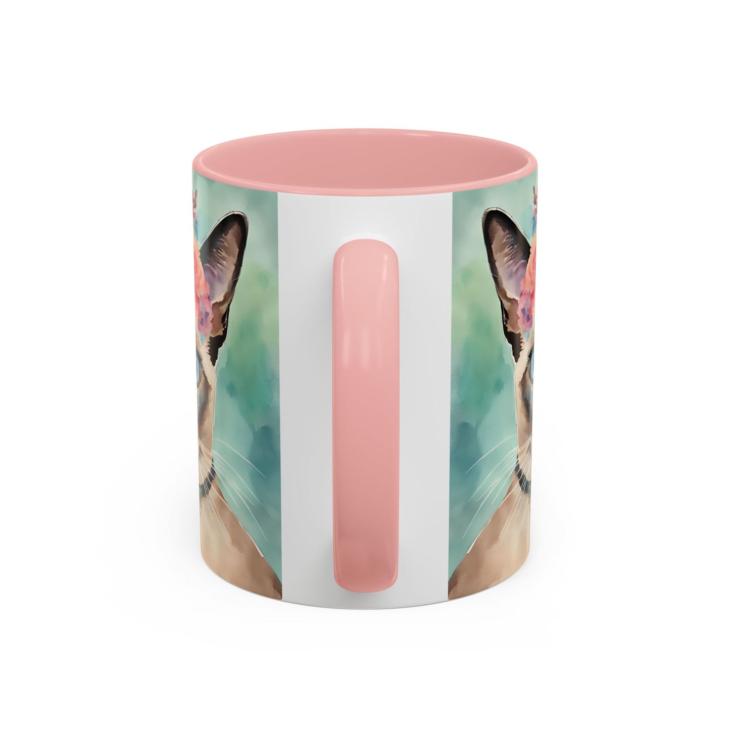 Floral Siamese Cat 01 Accent Coffee Mug - 11oz Perfect for Cat Lovers & Gifts