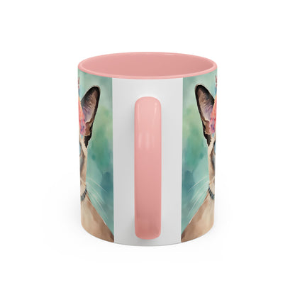 Floral Siamese Cat 01 Accent Coffee Mug - 11oz Perfect for Cat Lovers & Gifts