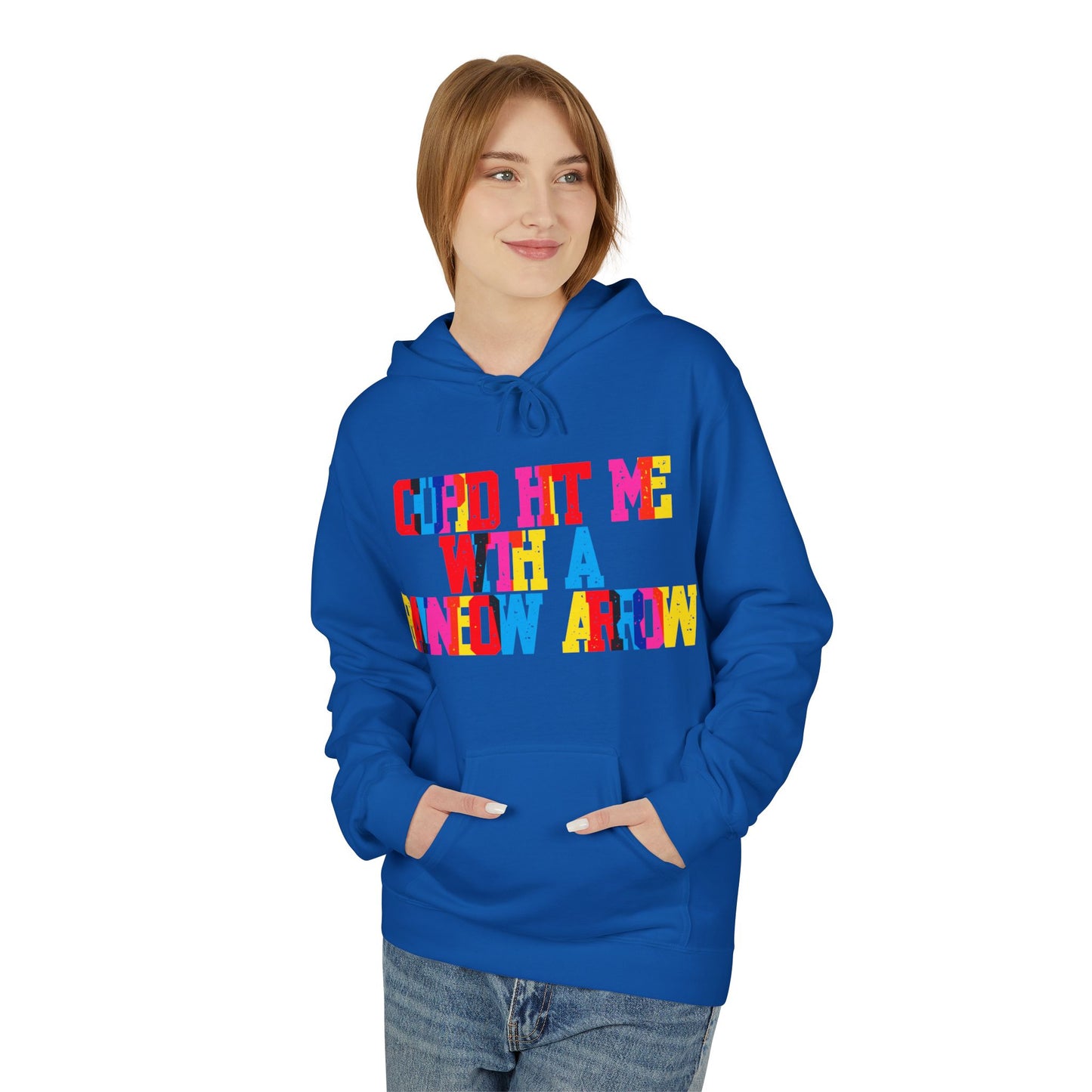 Cupid Hit Me With A Rainbow Arrow Unisex Valentines Hoodie