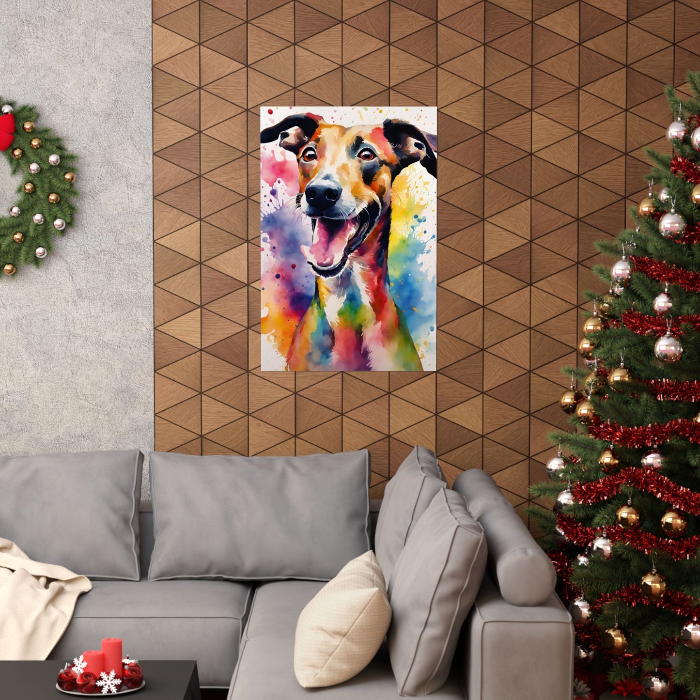 Multicolored Goofy Greyhound 01 Matte Vertical Poster