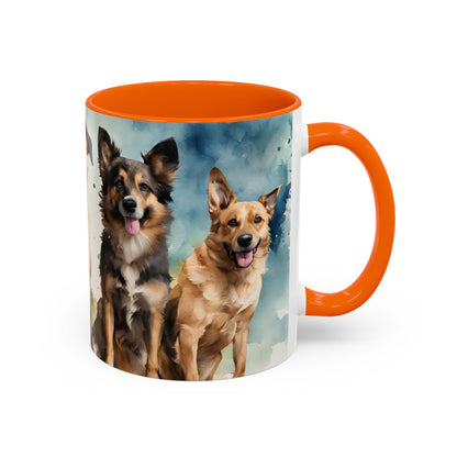 Multicoloured Doggies 6 Accent Mug 11oz