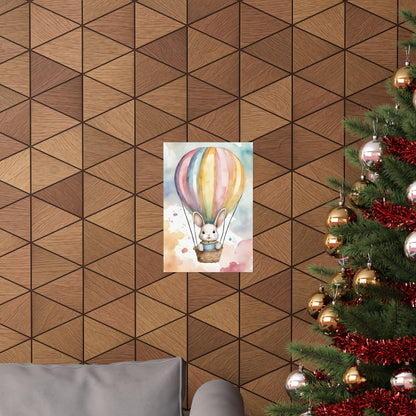 Nursery Bunny in a Hot Air Ballon 1 Matte Vertical Posters
