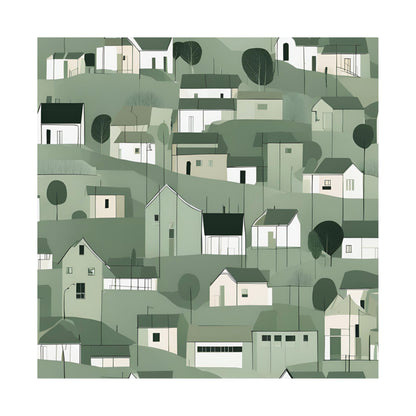 On The Hillside Green 1 Matte Square Posters