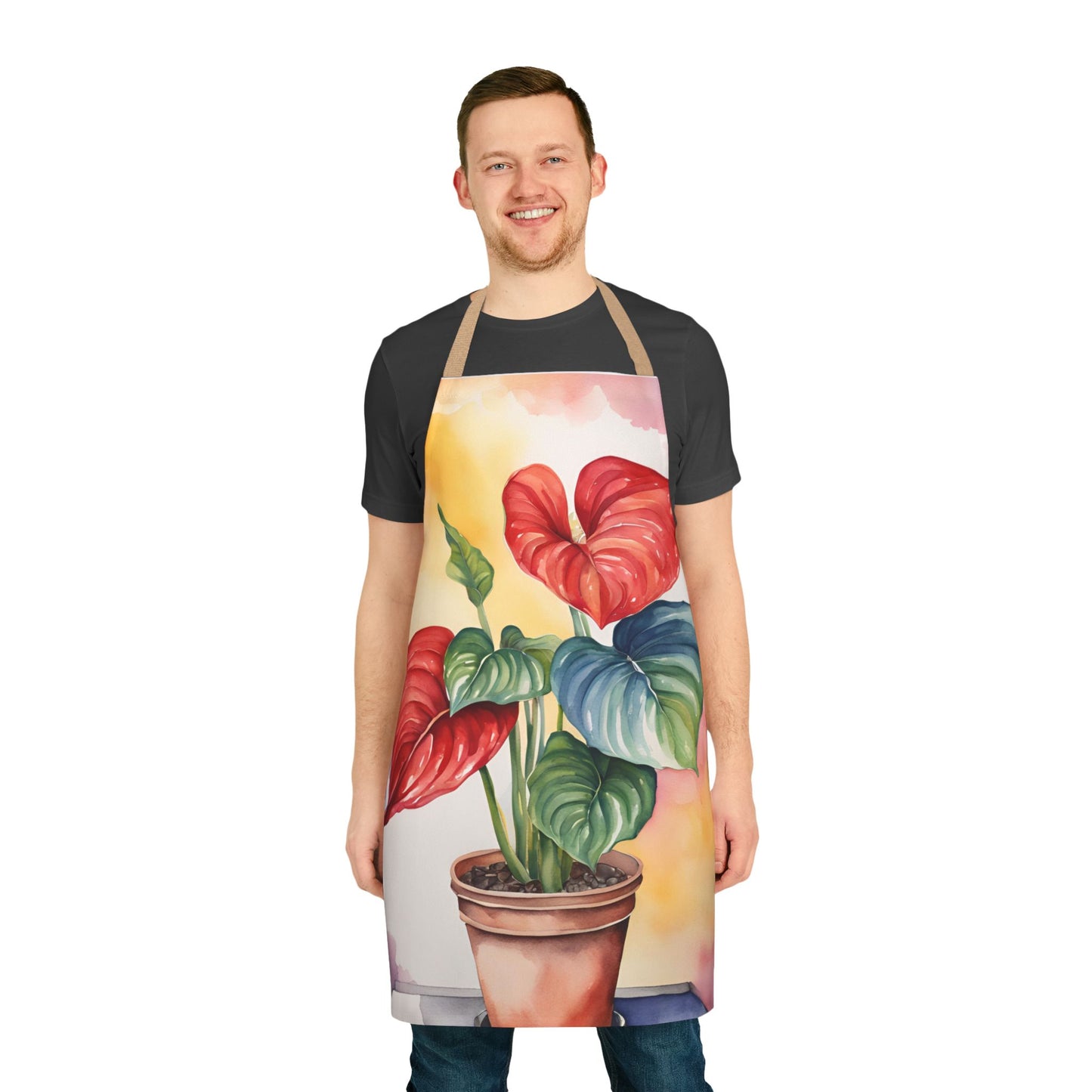 Multicolored Pot Plant 2 Adult Apron (AOP)