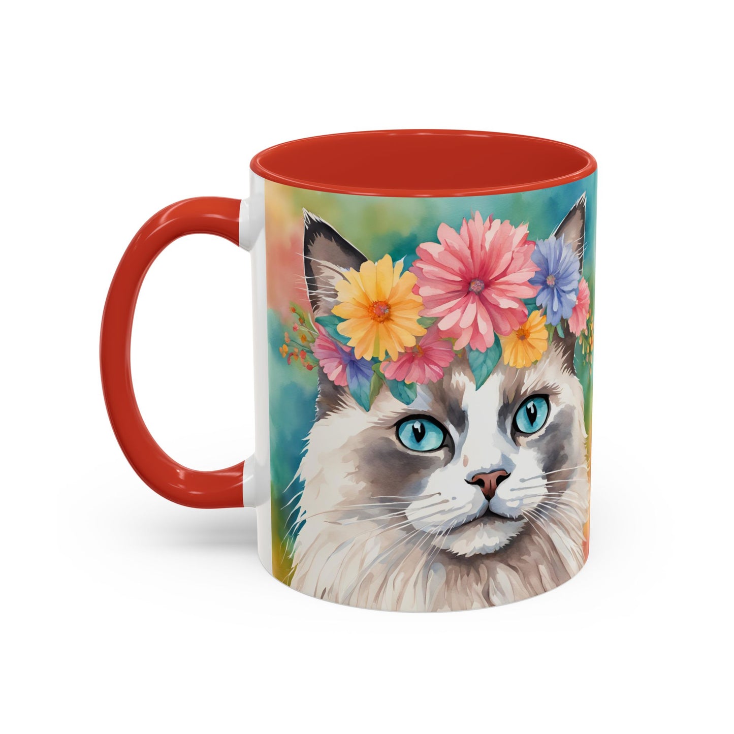 Floral Rag Doll Cat 01 Accent Coffee Mug - 11oz Perfect for Cat Lovers & Gifts