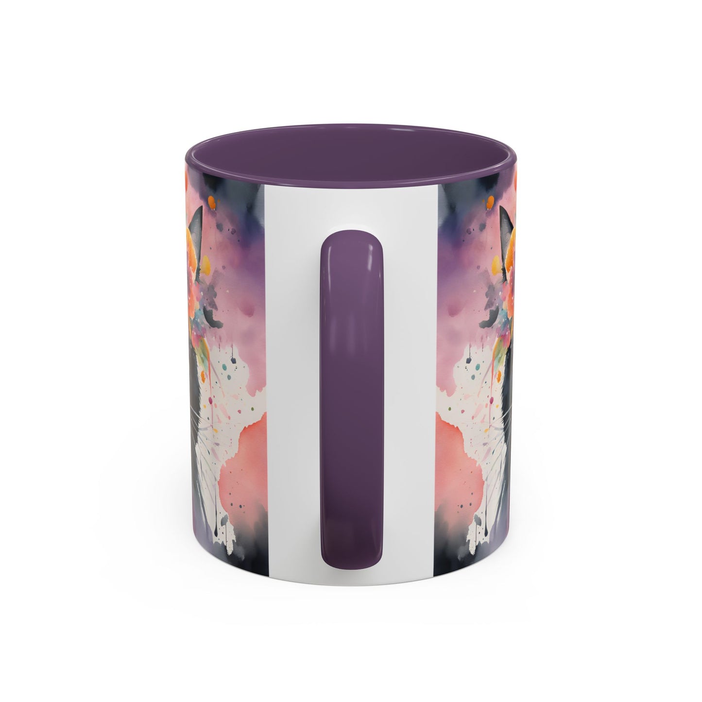 Floral Black Cat 03 Accent Coffee Mug - 11oz Perfect for Cat Lovers & Gifts