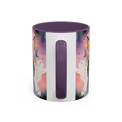 Floral Black Cat 03 Accent Coffee Mug - 11oz Perfect for Cat Lovers & Gifts