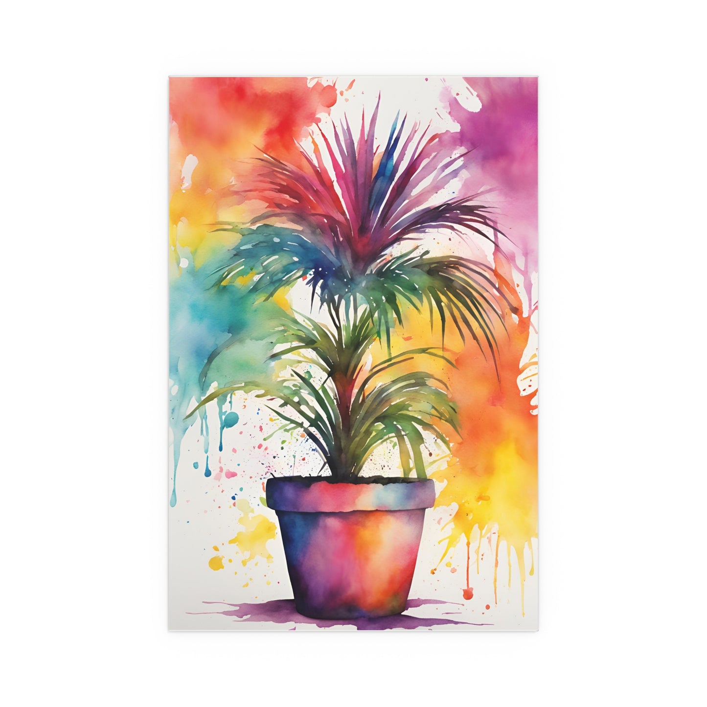 Multicolored Pot Plant 4 Indoor and Outdoor Silk Poster