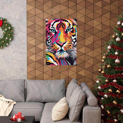 Multicolored Tiger 3 Matte Vertical Poster