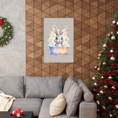Nursery Bunny in the Bath 3 Matte Vertical Posters