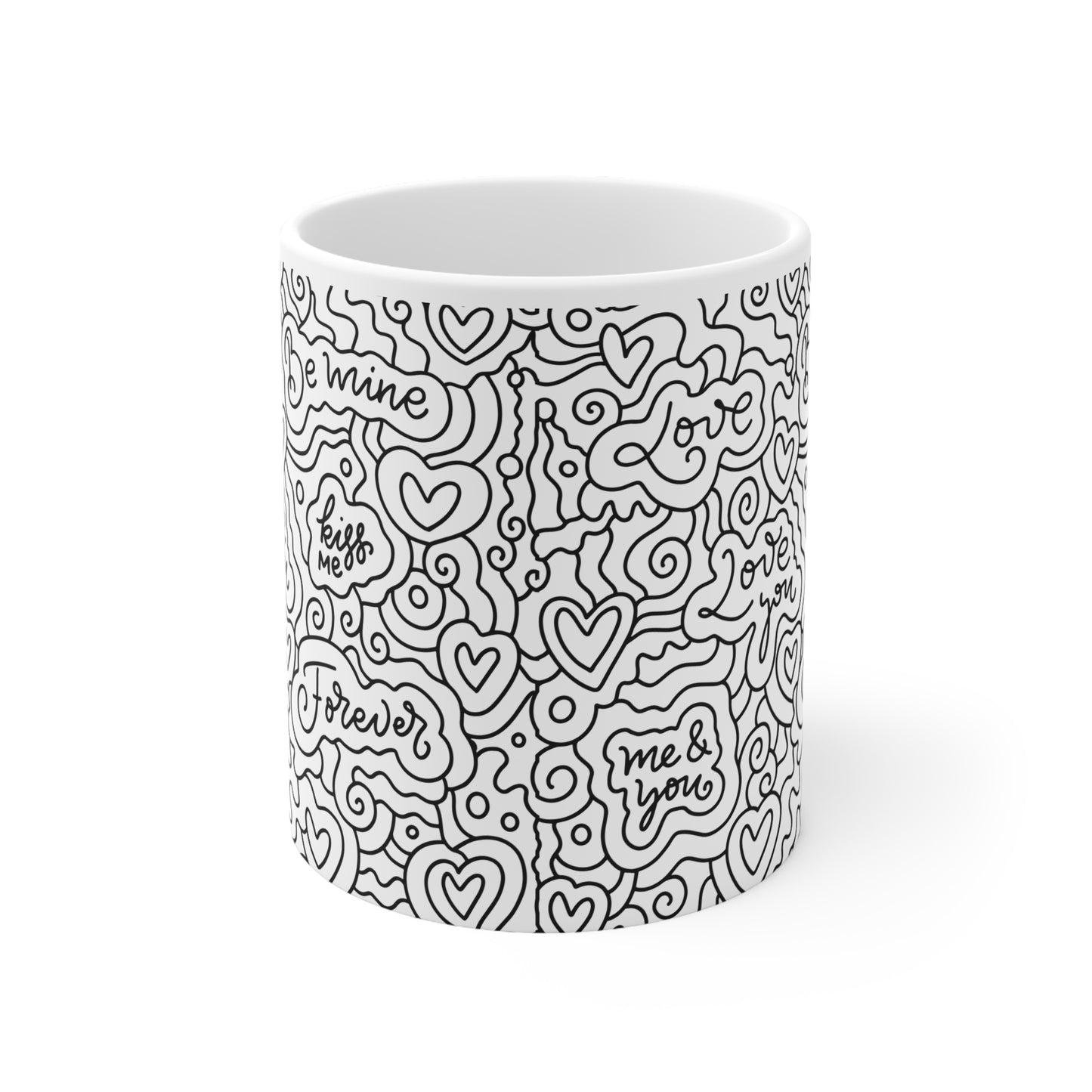 Doodle Be Mine Valentines Mug Ceramic 11oz