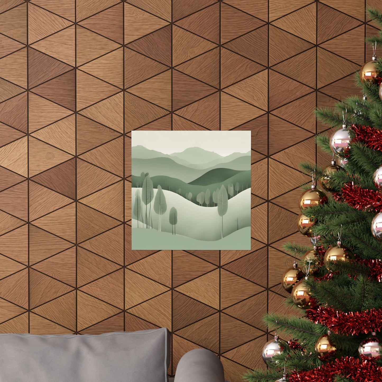 On The Hillside Green 15 Matte Square Posters