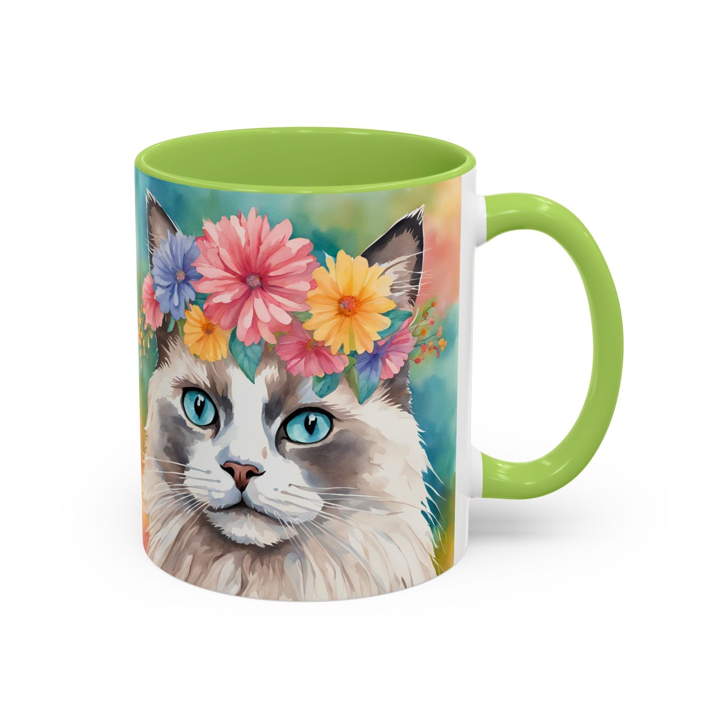 Floral Rag Doll Cat 01 Accent Coffee Mug - 11oz Perfect for Cat Lovers & Gifts