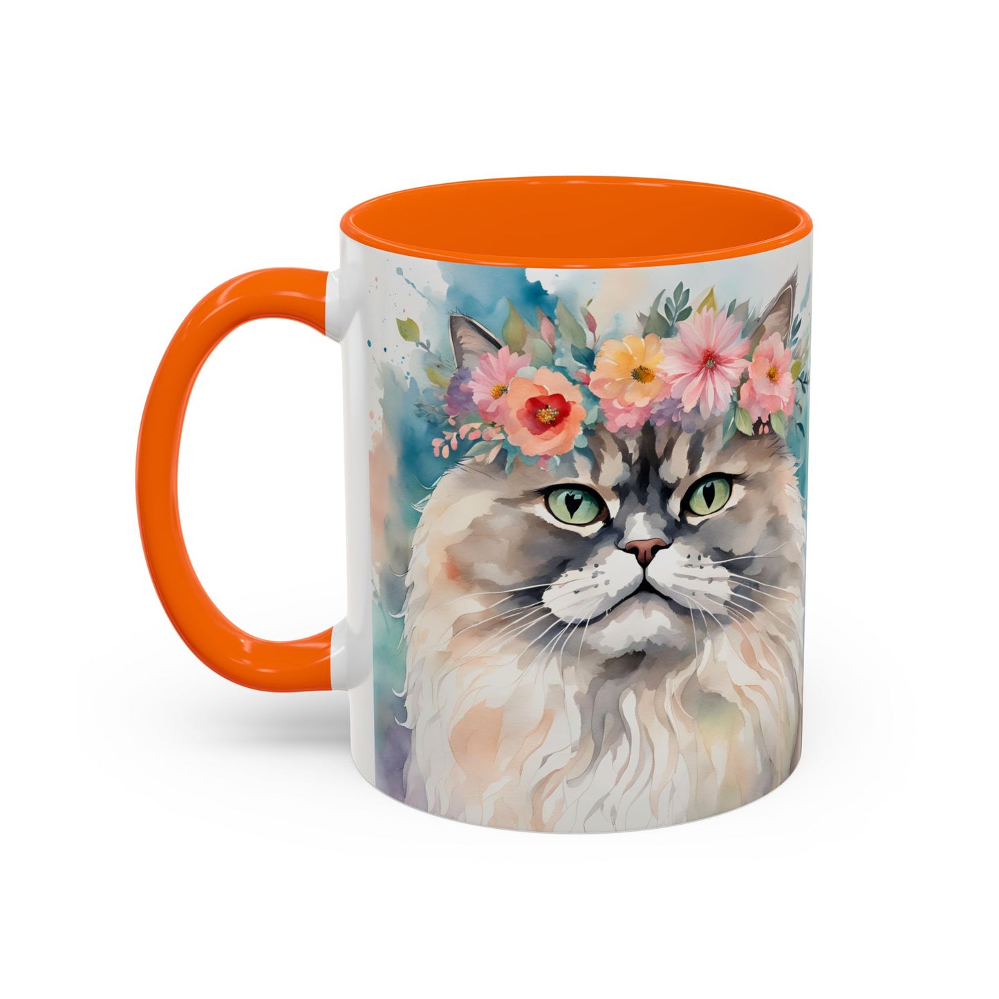 Floral Siamese Cat 01 Accent Coffee Mug - 11oz Perfect for Cat Lovers & Gifts