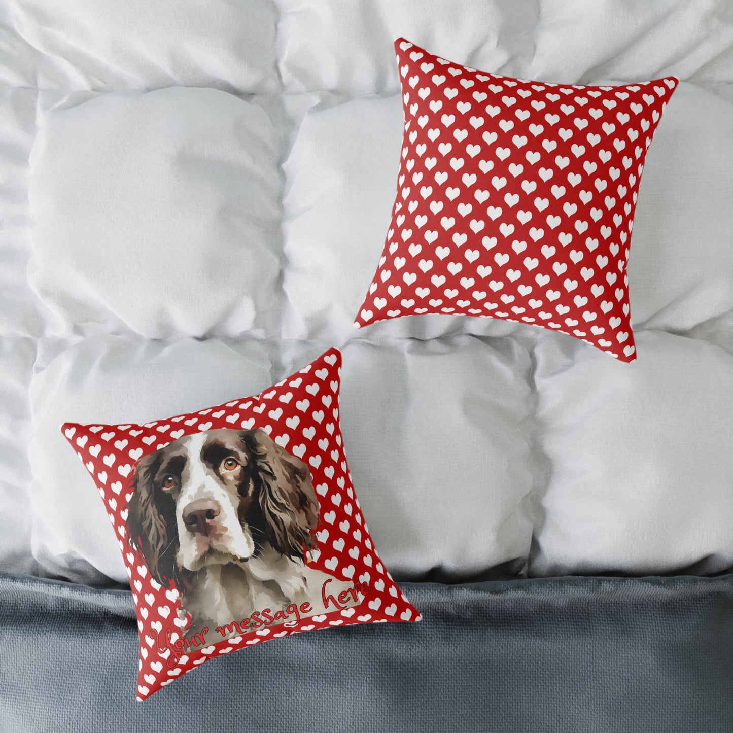 Personalized Valentine Springer Spaniel Poly Cushion/Pillow 5 sizes