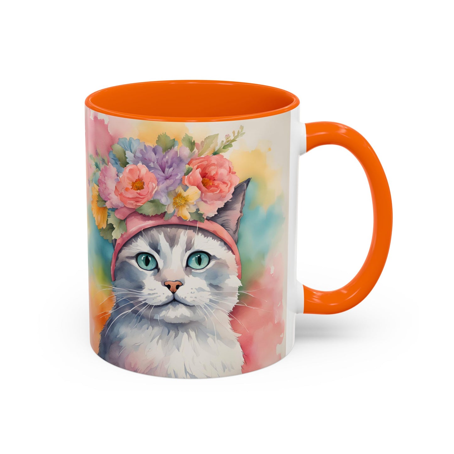 Floral Rag Doll Cat 02 Accent Coffee Mug - 11oz Perfect for Cat Lovers & Gifts