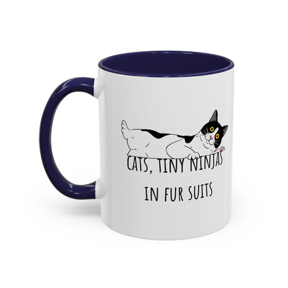 Cats Tiny Ninjas Accent Coffee Mug (11oz)