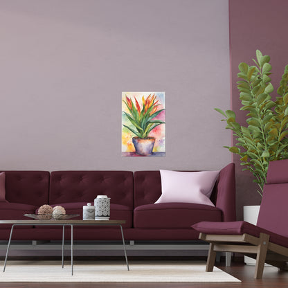Multicolored Pot Plant 2 Indoor and Outdoor Silk Poster