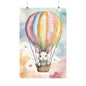 Nursery Bunny in a Hot Air Ballon 1 Matte Vertical Posters