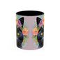 Floral Black Cat 01 Accent Coffee Mug - 11oz Perfect for Cat Lovers & Gifts