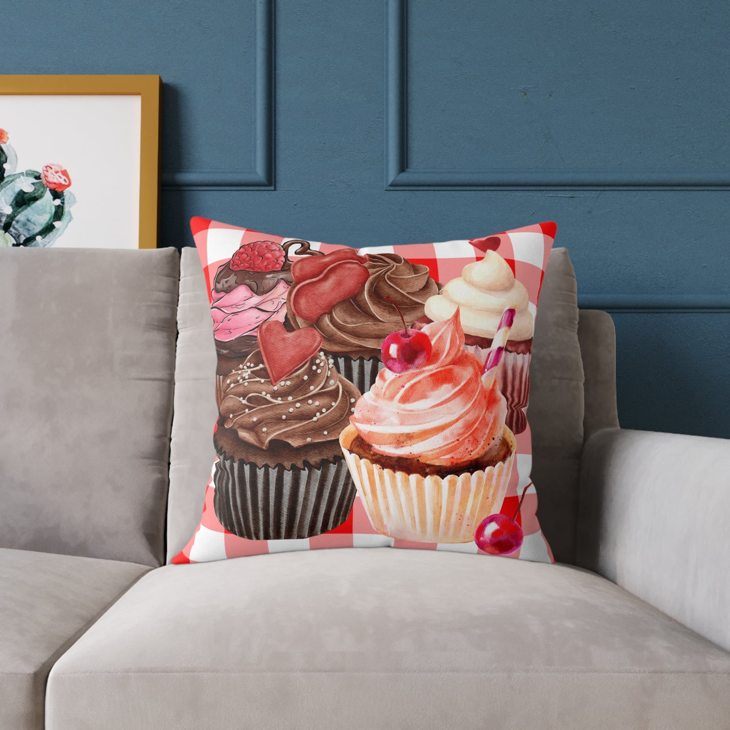 Valentine Cup Cakes Poly Pillow