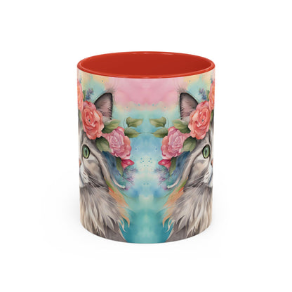 Floral Rag Doll Cat 03 Accent Coffee Mug - 11oz Perfect for Cat Lovers & Gifts