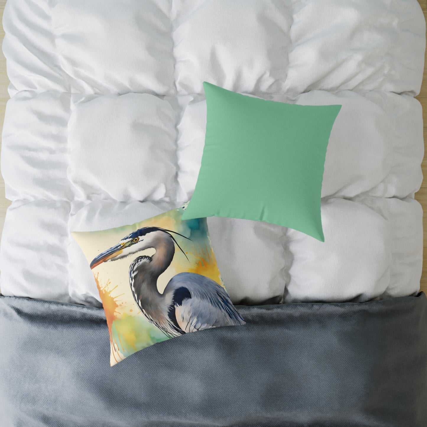 Heron 01 Poly Pillow - Natures Beauty Design