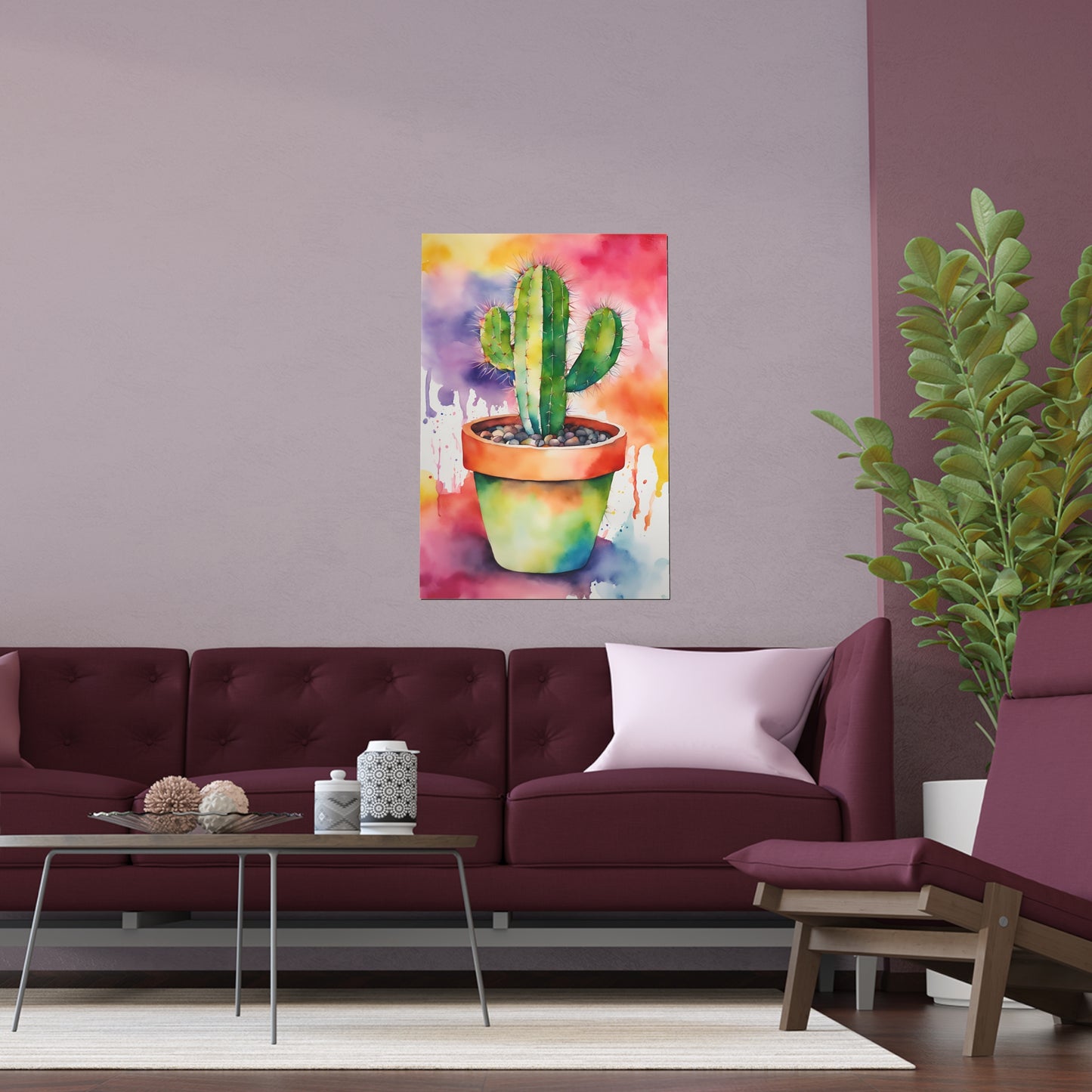 Multicolored Cactus 2 Indoor and Outdoor Silk Poster
