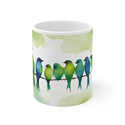 Birdies In A Row 04 Mug - Nature's Beauty Collection