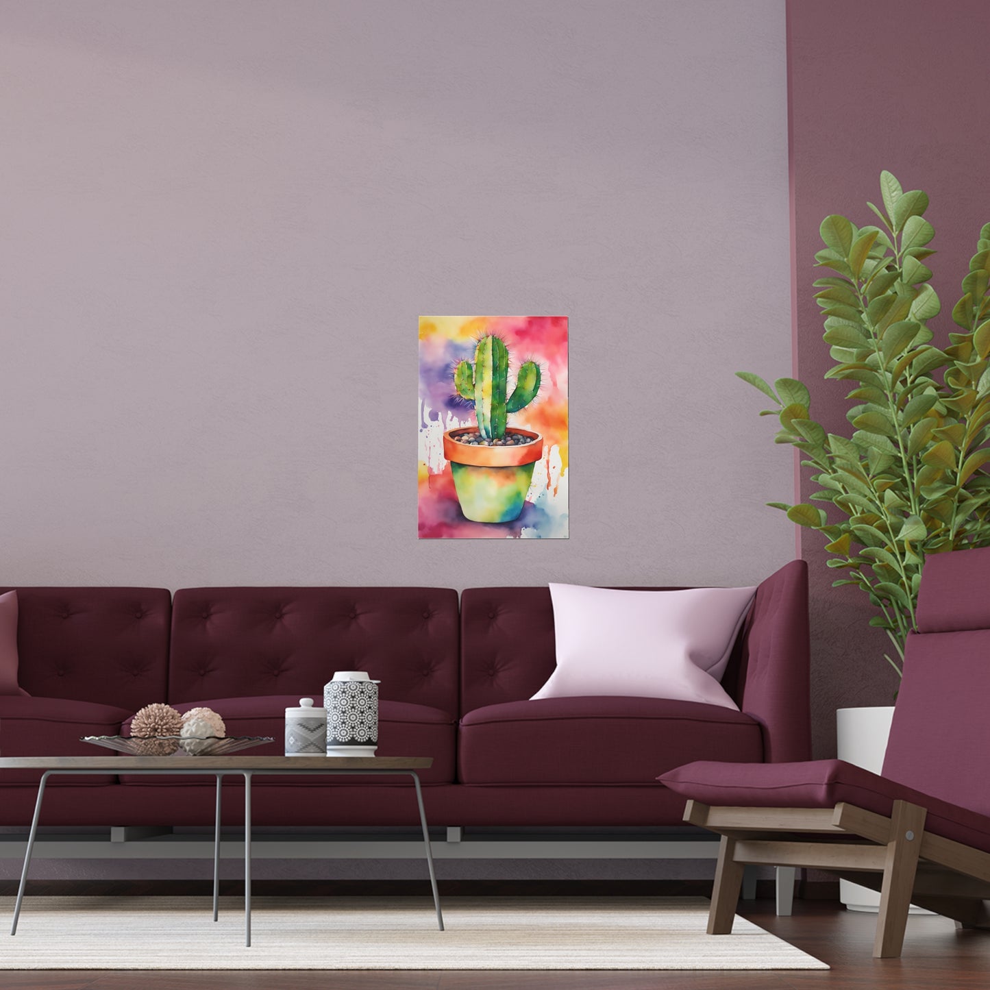 Multicolored Cactus 2 Indoor and Outdoor Silk Poster