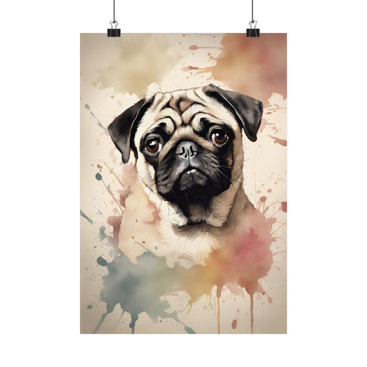 Dogs Pug 02 Matte Vertical Poster